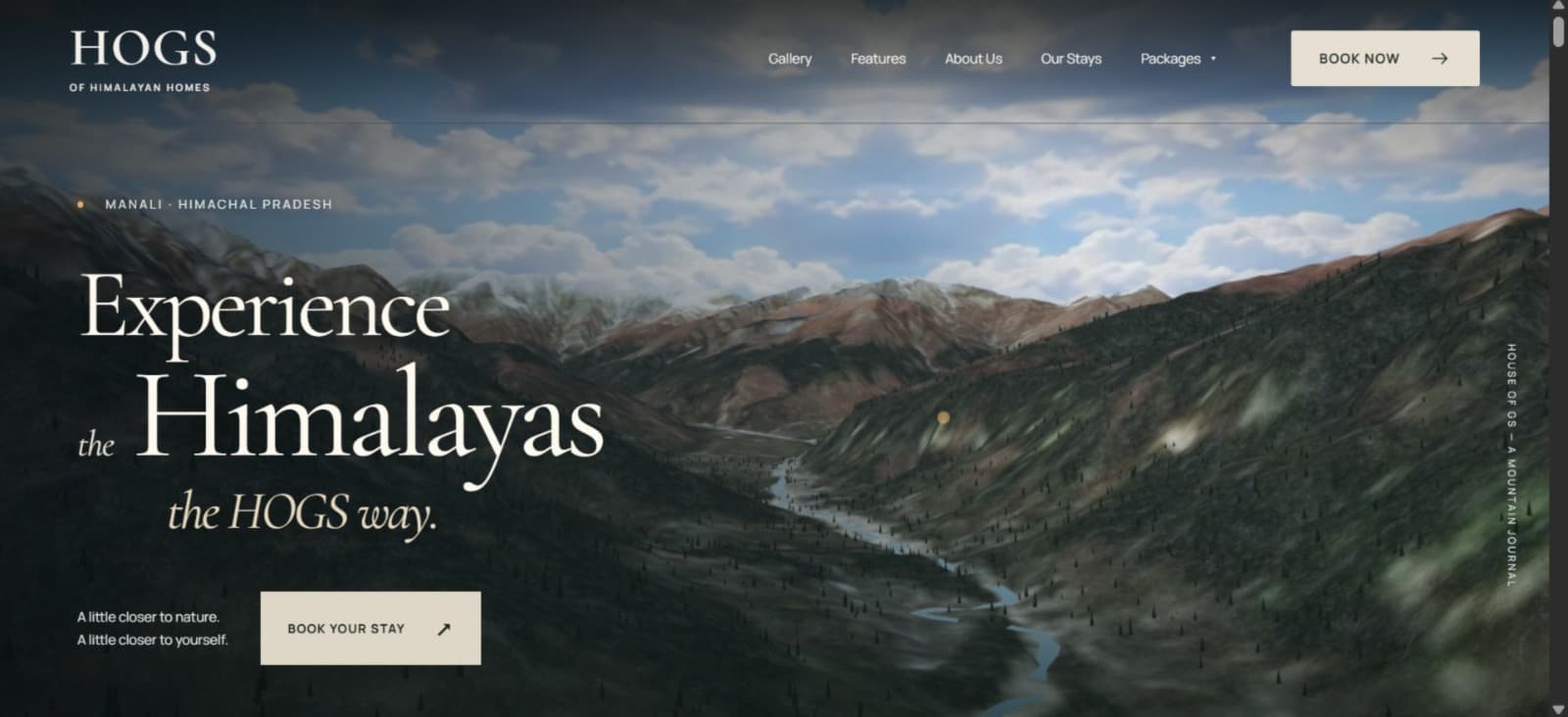 HOGS Stays (H.O.G.S – A Himalayan Home) — Hospitality / Travel website built by Velotix Tech